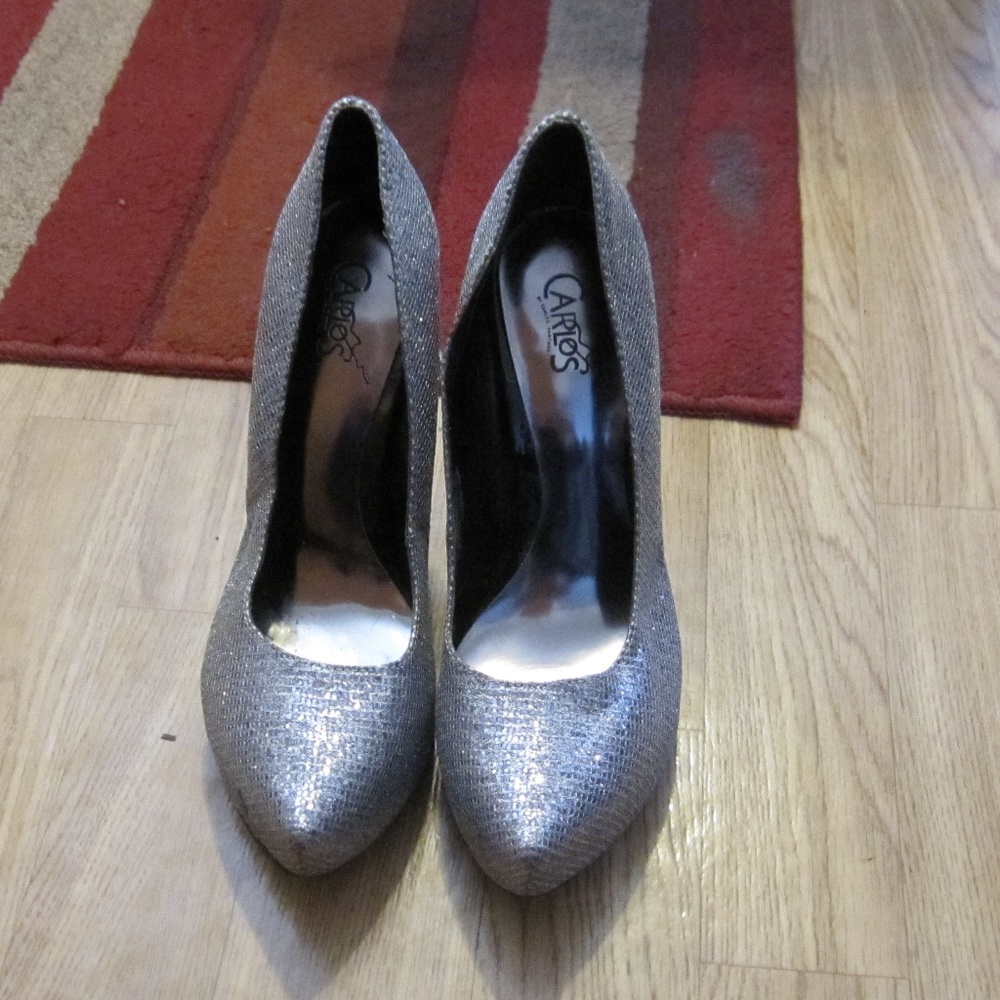 Carlos Santana Silver Sparkle Heel Pumps size 7